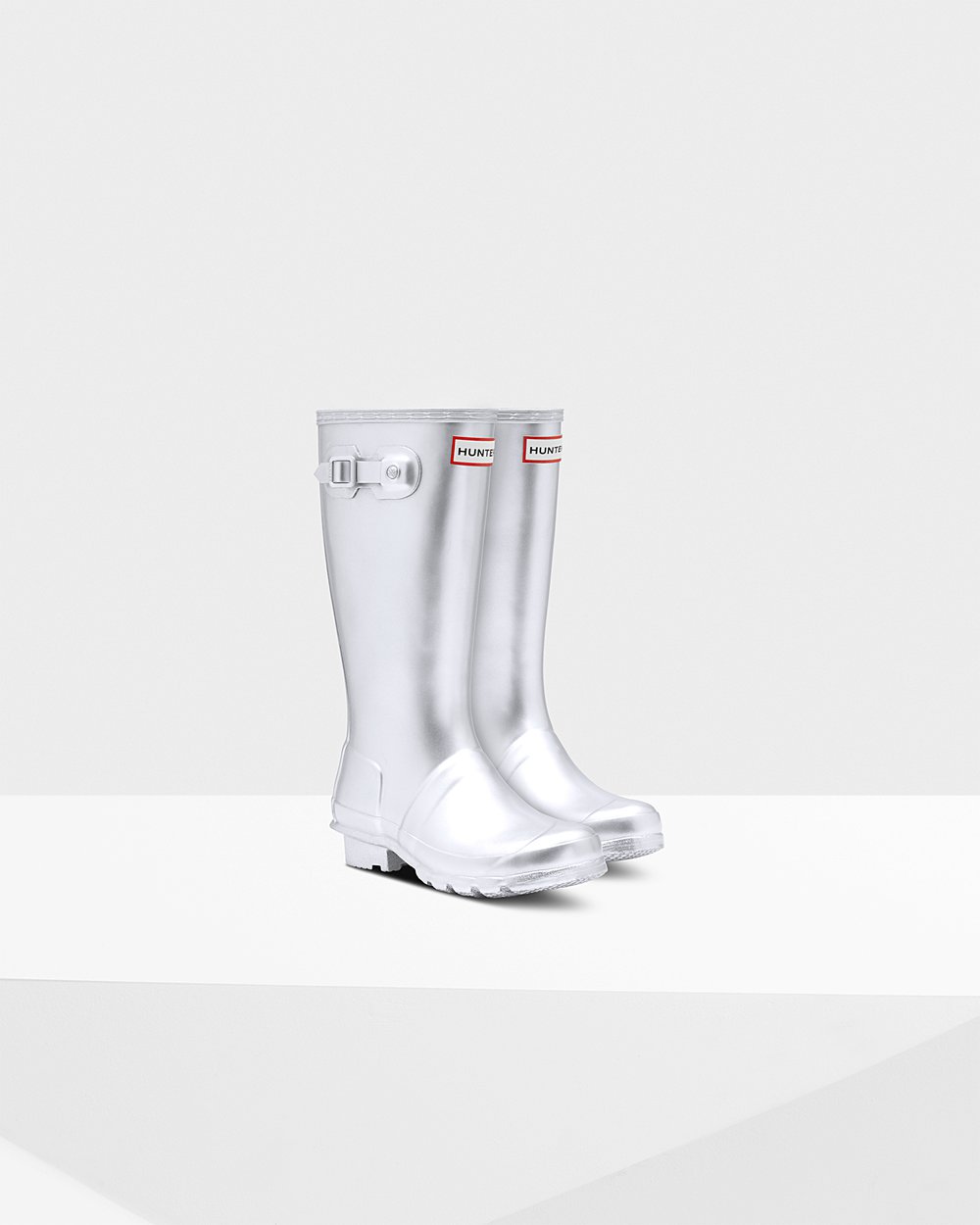 Bottes de Pluie Hunter Original Grands Metallic Enfant Argent KOYVZQE-48